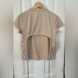Chic Beige Short Sleeve Women's Tee
